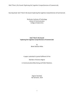 Huh? There&rsquo;s No Sound: Exploring the Cognitive Comprehension of Commercials, by Blake Edward Nitko