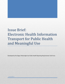 Issue Brief: Electronic Health Information Transport for Public Health and Meaningful Use