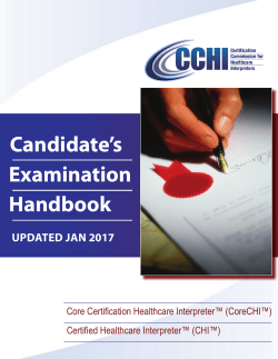 CCHI Certification Commission for Healthcare Interpreters, Candidate Examination Handbook