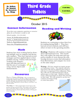 Grade 3 Newsletter- October 2015