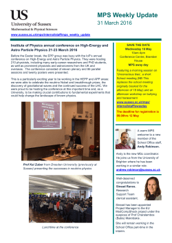 MPS weekly update 31 March 2016 [PDF 1.17MB]