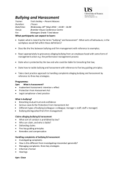 Bullying and Harassment Course outline - 18th May 2016 [PDF 366.15KB]