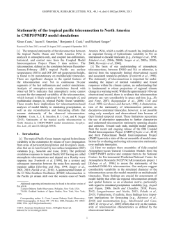 Stationarity of the Tropical Pacific Teleconnection to North America in CMIP5/PMIP3 Model Simulations