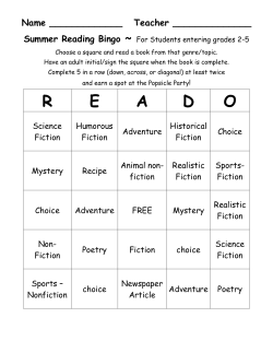 Summer Reading Bingo for Children Entering Grades 2- 5