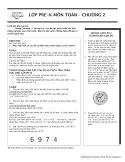 Math Newsletter: Grade Pre-K Unit 2 - Vietnamese