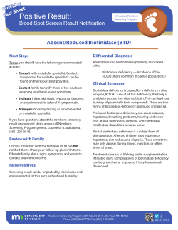 Biotinidase Deficiency medical fact sheet (PDF)