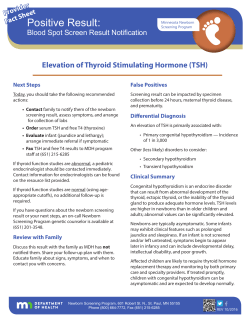 Congenital Hypothyroidism medical fact sheet (PDF)