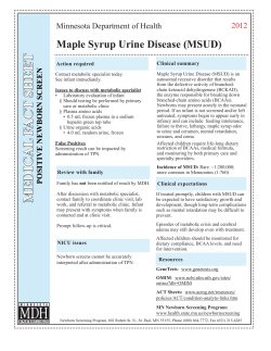 MSUD (branched-chain ketoaciduria) medical fact sheet (PDF)
