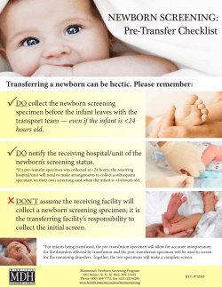 Newborn Screening: Pre-Transfer Checklist (PDF)