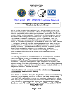 Guidance on Initial Responses to a Suspicious Letter/Container with a Potential Biological Threat (PDF: 242 KB/: 6 pages)