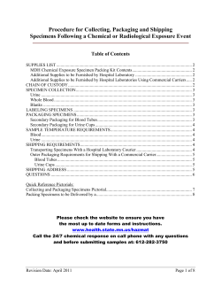 Collection, Packaging and Shipping Instructions, Summary Document (PDF:269KB/8 pages)