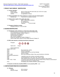 Mercury Preservative - (25% Nitric acid 25% HCl in water) SDS (PDF)