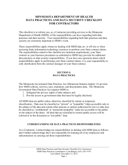 MDH Data Practices and Security Checklist for Contractors (PDF: 125 KB/7 pages)