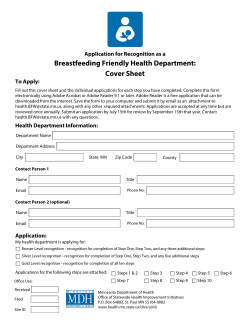 Breastfeeding Friendly Health Department: Cover Sheet