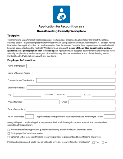Apply for recognition as a Breastfeeding Friendly Workplace