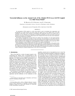 Terrestrial influence on the annual cycle of the Atlantic ITCZ in an AGCM coupled to a slab ocean model.