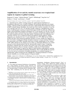 Amplification of wet and dry month occurrence over tropical land regions in response to global warming.