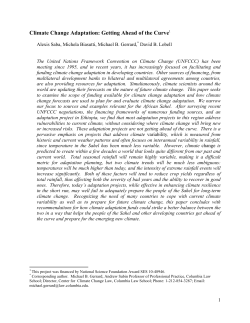 Climate Change Adaptation: Getting ahead of the curve