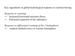 Changes in the hydrological cycle and tropical precipitation under global warming