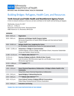 Ninth Annual Refugee Health Local Public Health/Refugee Resettlement Agency Forum Agenda (PDF)