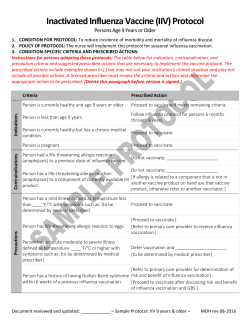 Inactivated Influenza Vaccine (IIV) Protocol Persons Age 9 Years and Older (Word)