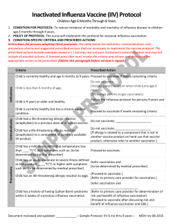 Inactivated Influenza Vaccine (IIV) Protocol Children Age 6 Months Through 8 Years (Word)