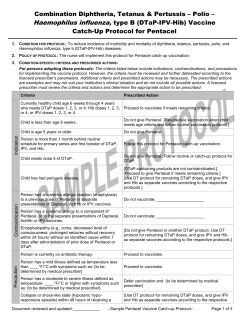 Combination Diphtheria, Tetanus, and Pertussis - Polio - Haemophilus influenza , type B (DTap-IPV-Hib) Vaccine Catch-Up Protocol for Pentacel (Word)