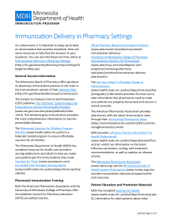 Immunization Delivery in Pharmacy Settings (PDF)