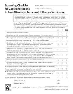 Live Attenuated Intranasal Influenza Vaccine