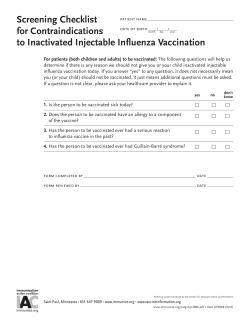 Inactivated Injectable Influenza Vaccine