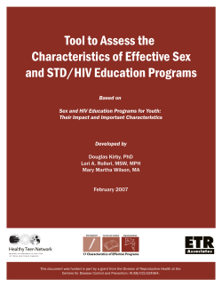 Tool to Assess the Characteristics of Effective Sex and STD/HIV Education Programs: Based on Sex and HIV Education Programs for Youth: Their Impact and Important Characteristics (PDF)
