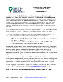 2016 Minnesota Rural Health Awards Nominations!