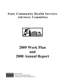 SCHSAC 2008 Annual Report / 2009 Work Plan (PDF)