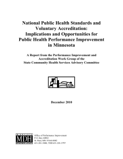 National Public Health Standards and Voluntary Accreditation: Implications and Opportunities for Public Health Performance Improvement in Minnesota (PDF)