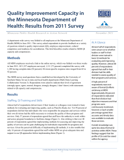 QI Capacity at MDH: Results from 2011 Survey (PDF)