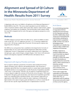 Alignment and Spread of QI Culture at MDH: Results from 2011 Survey (PDF)