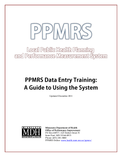 PPMRS User Guide - PPMRS Data Entry Training: A Guide to the System (PDF)