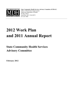 2011 SCHSAC Annual Report / 2012 SCHSAC Work Plan (PDF)
