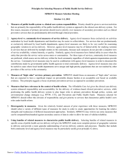 Principles for Selecting Measures of Public Health Service Delivery: MPROVE Measure Selection Meeting (PDF)