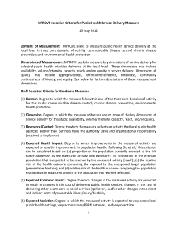 MPROVE Selection Criteria for Public Health Service Delivery Measures (PDF)