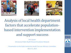 Analysis of Local Health Department Factors that Accelerate Population-Based Intervention Implementation and Support Success (PDF)