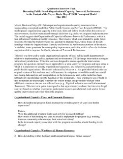 Qualitative Interview Tool: Discussing Public Health Organizational Capacity, Process, and Performance in the Context of Meyer, Davis, Mays PHSSR Conceptual Model (PDF)