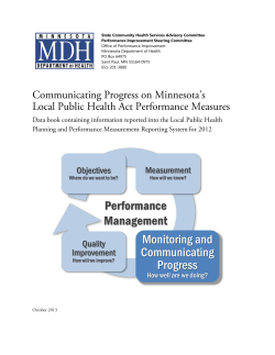 Communicating Progress on Minnesota's Local Public Health Act Performance Measures: Data Book Containing Information Reported into PPMRS for 2012 (PDF)