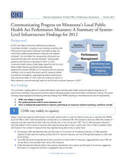 Communicating Progress on Minnesota's Local Public Health Act Performance Measures: A Summary of System-Level Infrastructure Findings for 2012 (PDF)