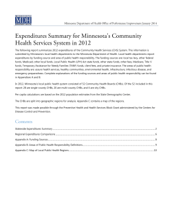 Expenditures Summary for Minnesota's Community Health Services System in 2012 (PDF)