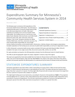 Expenditures Summary for Minnesota's Community Health Services System in 2014 (PDF)