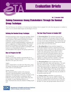 Gaining Consensus among Stakeholders through the Nominal Group Technique (PDF)