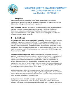 Sedgwick County Health Department 2011 Quality Improvement Plan (PDF)