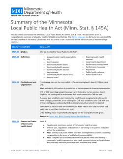 Summary of the Minnesota Local Public Health Act (PDF)