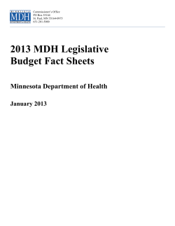 2013 MDH Legislative Budget Fact Sheets (PDF: 570KB/39 pages)